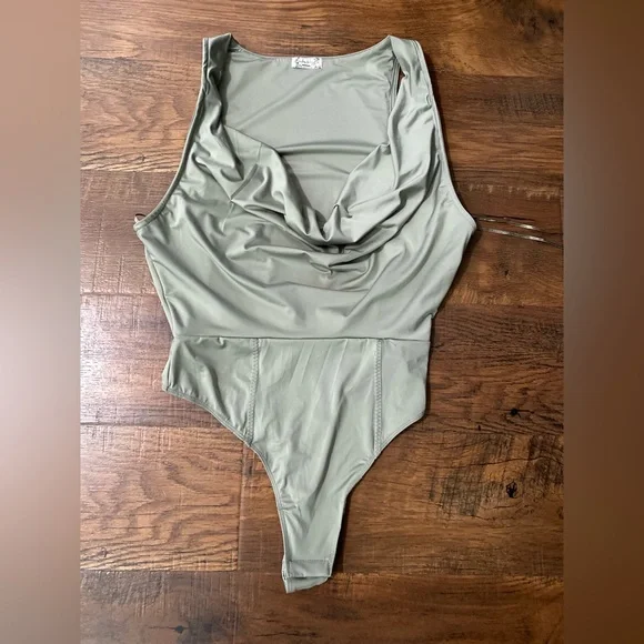 Free People Intimately Women XS Laurel Oak When And Where Bodysuit Cowl Neck - Picture 5 of 14